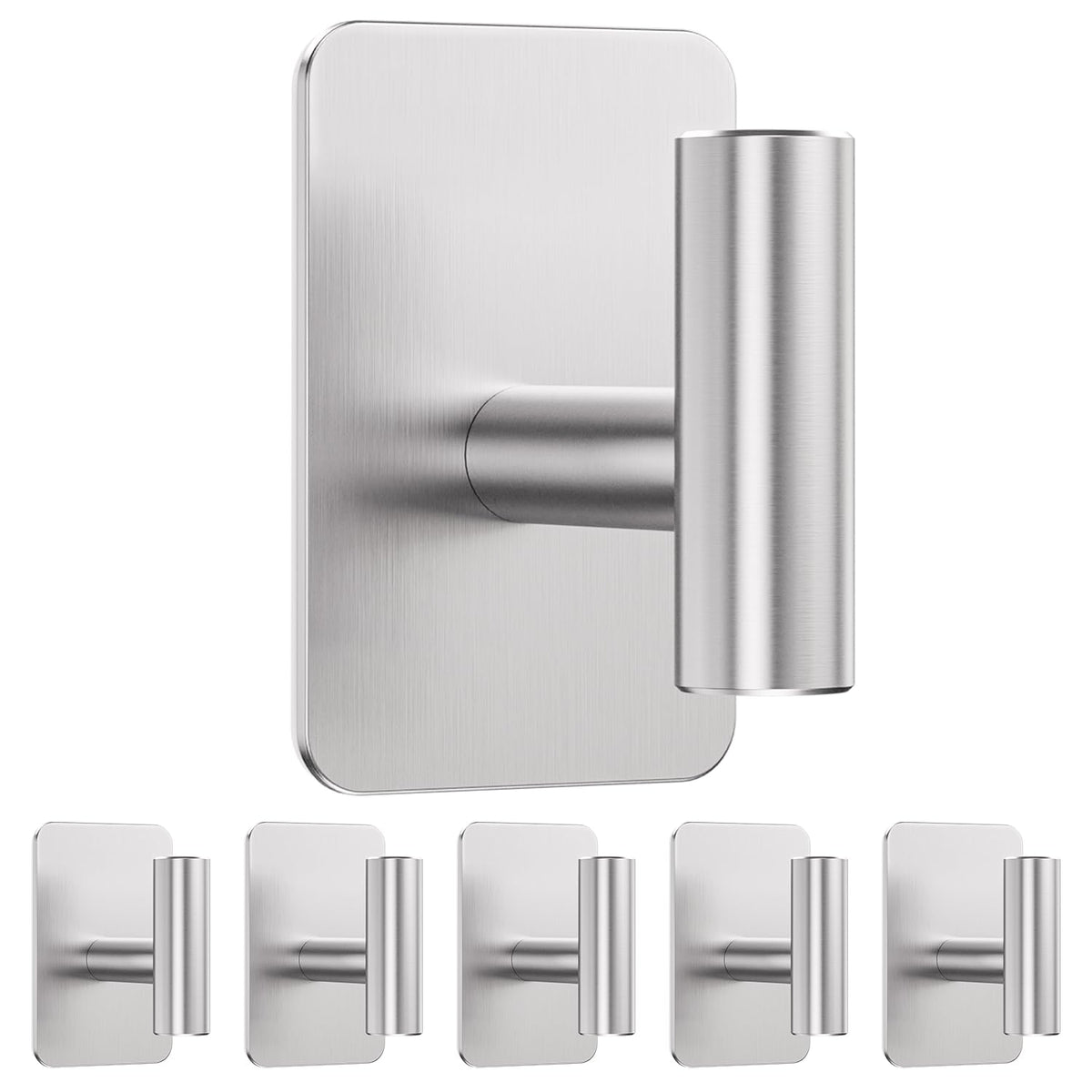 Large Heavy Duty Wall Hooks - 26lb Max, Stainless Steel Adhesive Towel Hooks for Hanging Towel, Coat, Robe, Hat, Sticky Towel Holder for Wall Mount in Bathroom, Shower, Kitchen (Black, 4 Pack)