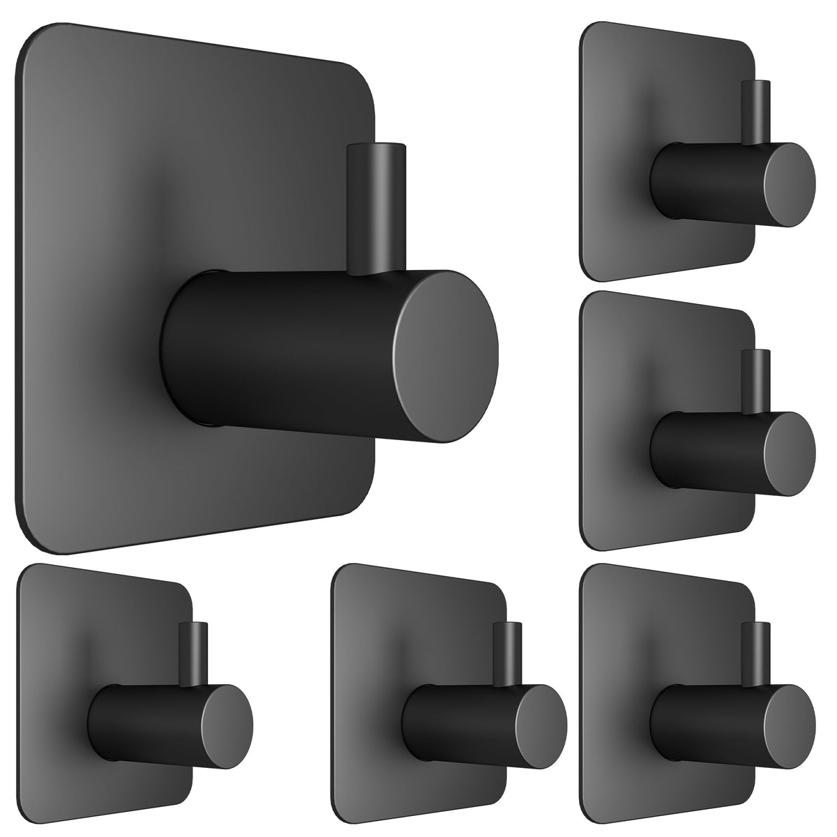 Honmein 6 Pcs Adhesive Wall Hooks for Hanging - Waterproof Shower Hooks