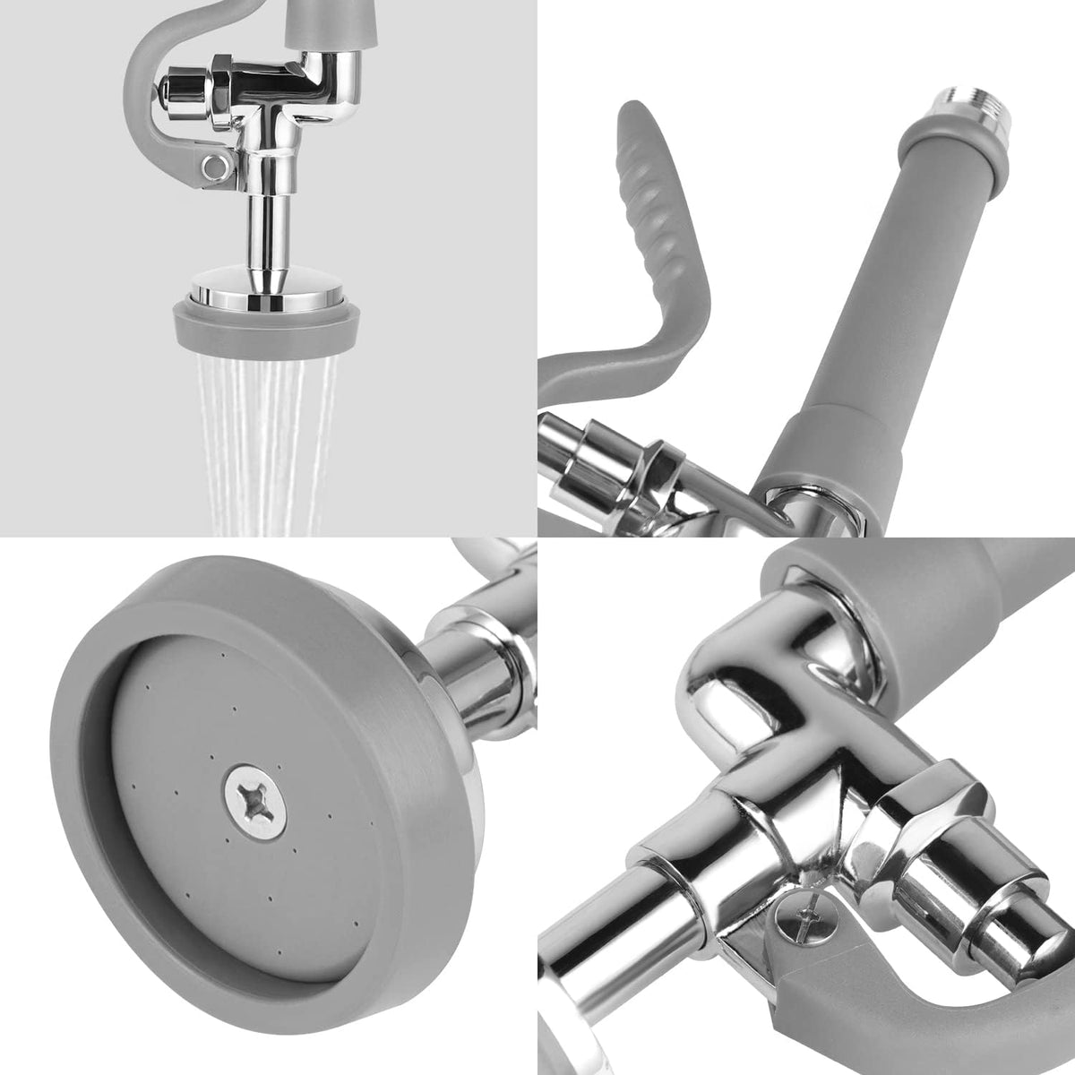 Spray Valve with Pre-Rinse Hose 60”Flexible Stainless Hose with High Pressure Pre Rinse Sprayer Nozzle Head Assembly Kit for Commercial Restaurant Industrial Kitchen Faucet