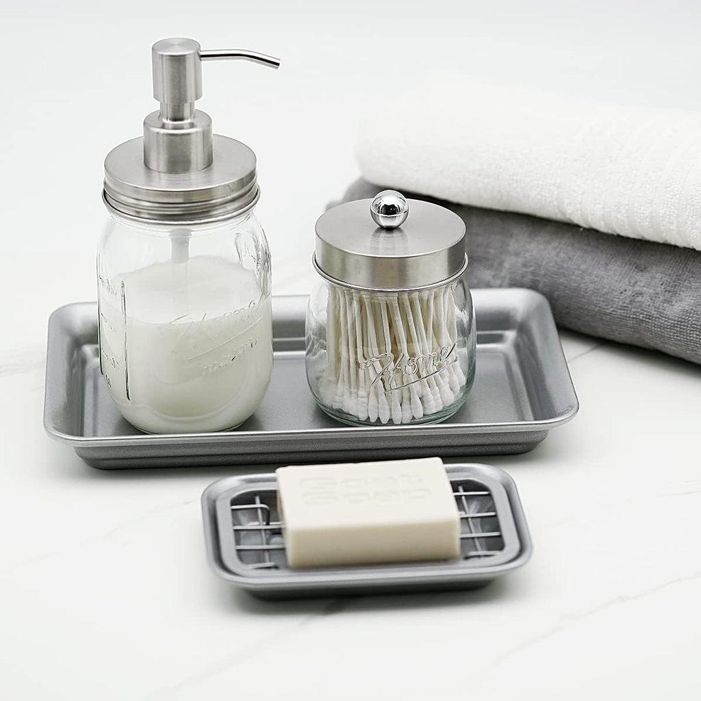 SheeChung Soap Dish for Bathroom Kitchen, Stainless Steel Soap Holder Tray