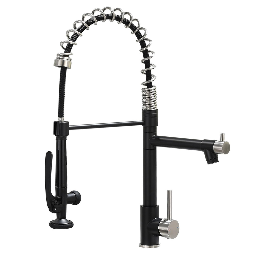 Fapully Commercial Kitchen Faucet,Wall Mount Kitchen Sink Faucet with Pre-Rinse Pull Down Sprayer,25‘’ Height 8'' Center 3 Compartment Sink Faucets with 12.2'' Swing Spout Chrome