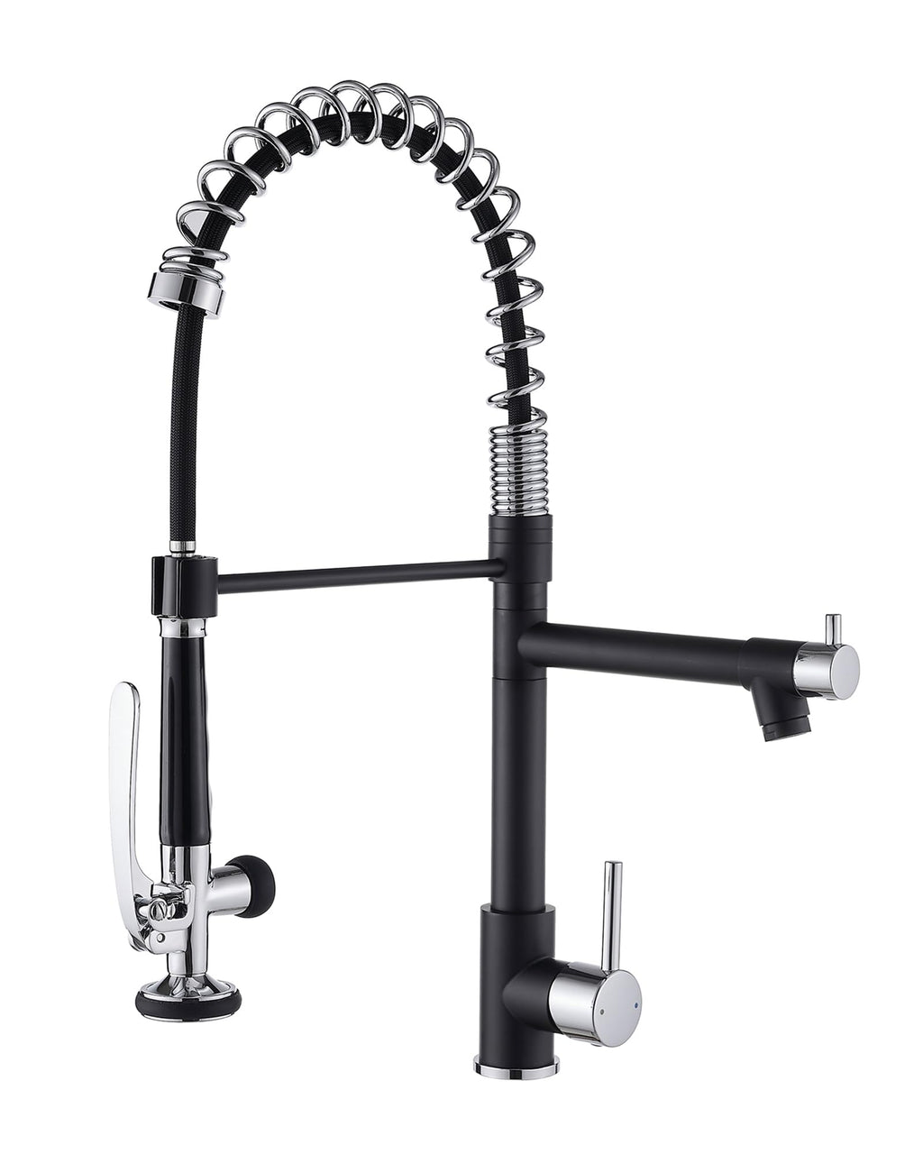 Fapully Commercial Kitchen Faucet,Wall Mount Kitchen Sink Faucet with Pre-Rinse Pull Down Sprayer,25‘’ Height 8'' Center 3 Compartment Sink Faucets with 12.2'' Swing Spout Chrome