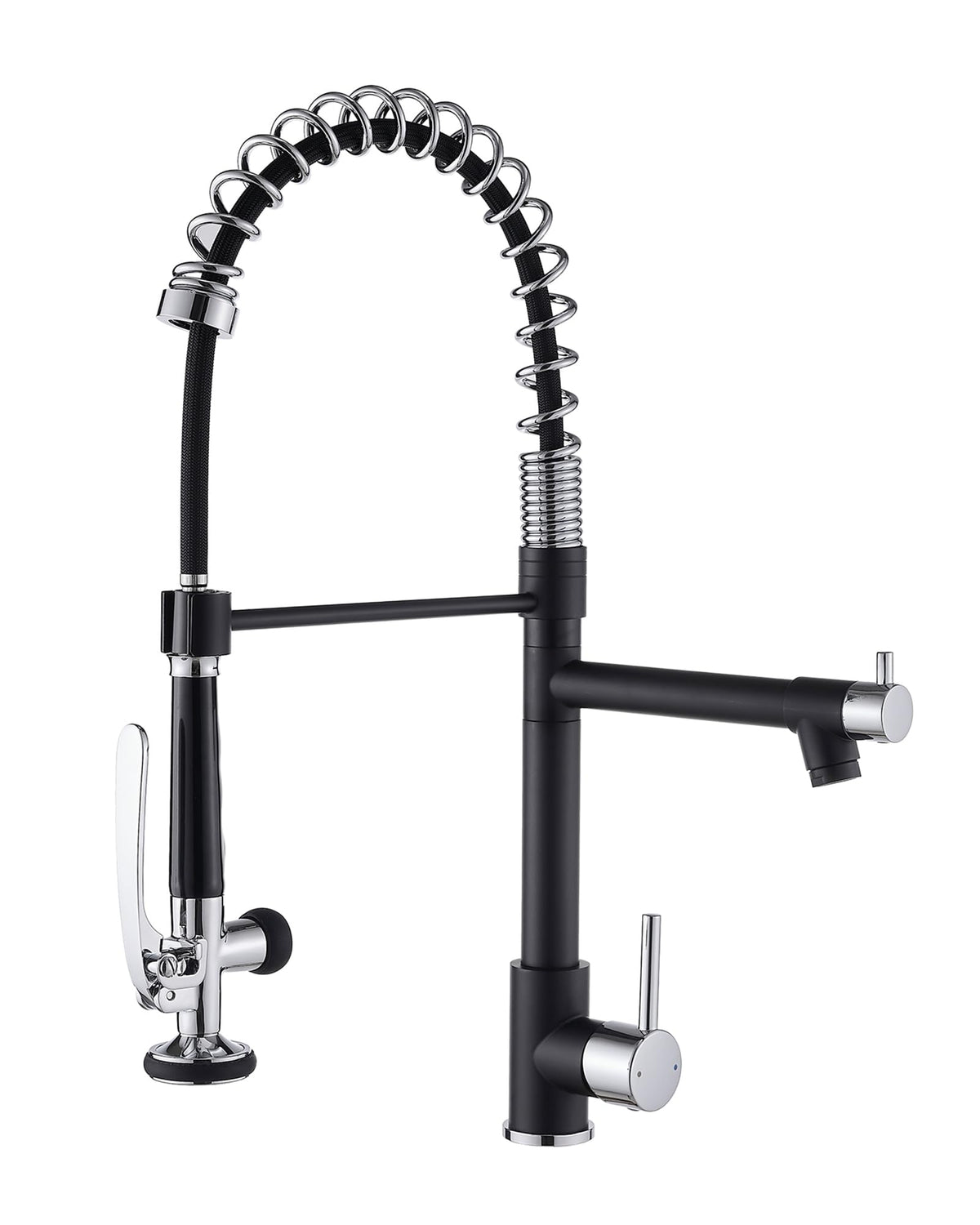 Fapully Commercial Kitchen Faucet,Wall Mount Kitchen Sink Faucet with Pre-Rinse Pull Down Sprayer,25‘’ Height 8'' Center 3 Compartment Sink Faucets with 12.2'' Swing Spout Chrome
