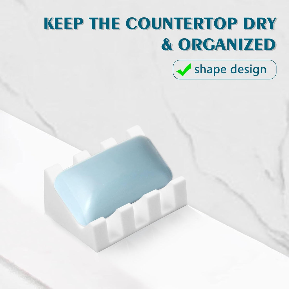 Self Draining Soap Dish Holder,Silicone Soap Dish,for Bathroom,Kitchen, Sponges，Can Extend Soap Life，Keep Soap Bars Dry and Easy Cleaning (White,1-Pack)
