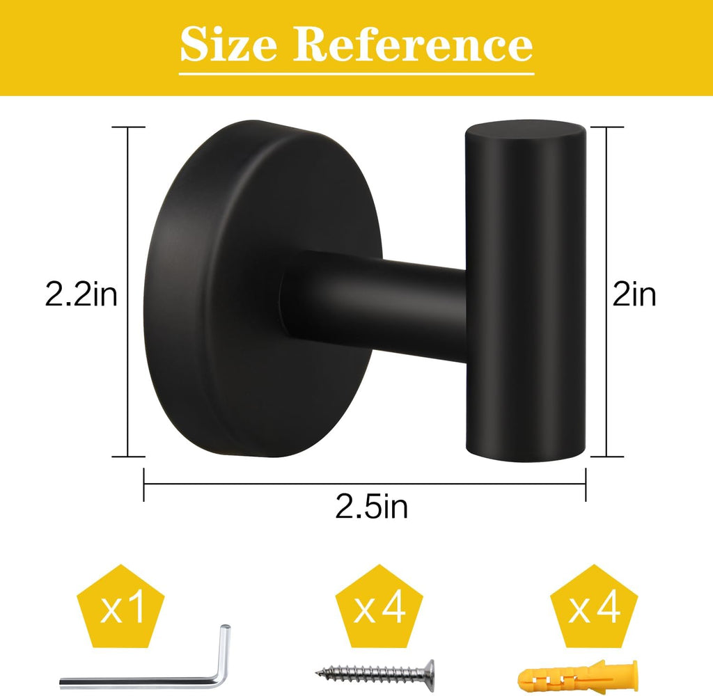 2 Pack Brushed Nickel Towel Hooks, SUS304 Stainless Steel Bathroom Hooks