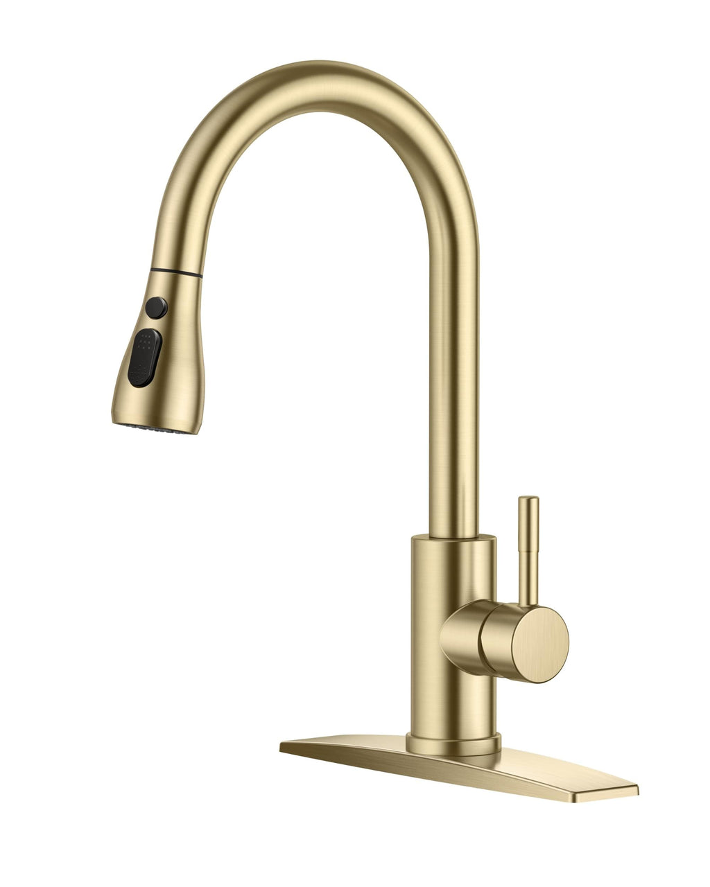 FORIOUS Black Kitchen Faucet with Pull Down Sprayer, High Arc Single Handle