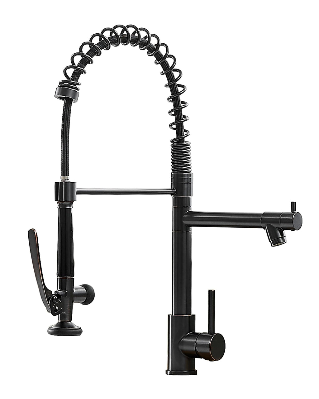 Fapully Commercial Kitchen Faucet,Wall Mount Kitchen Sink Faucet with Pre-Rinse Pull Down Sprayer,25‘’ Height 8'' Center 3 Compartment Sink Faucets with 12.2'' Swing Spout Chrome
