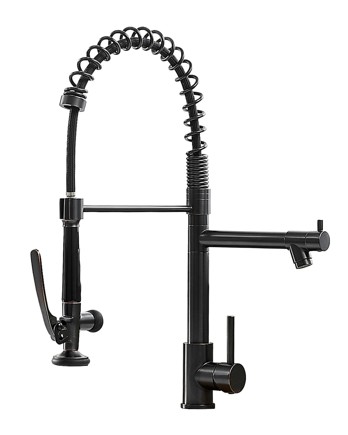 Fapully Commercial Kitchen Faucet,Wall Mount Kitchen Sink Faucet with Pre-Rinse Pull Down Sprayer,25‘’ Height 8'' Center 3 Compartment Sink Faucets with 12.2'' Swing Spout Chrome