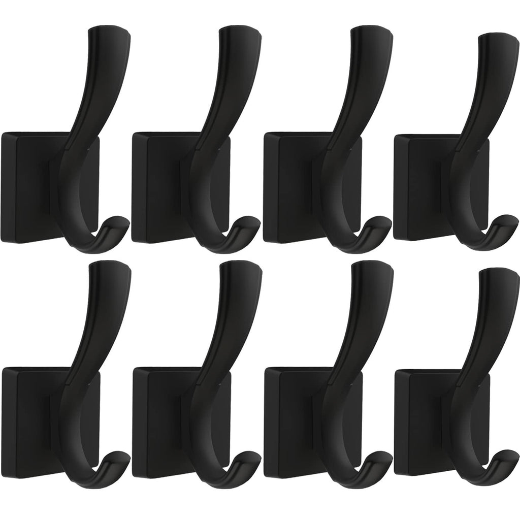 TOFIIGREM 3 Pack Black Towel Hooks, Towels Robe Holder for Bathroom Coat Hooks for Wall Hanging Key Hat Backpack (3 Pack, Black)