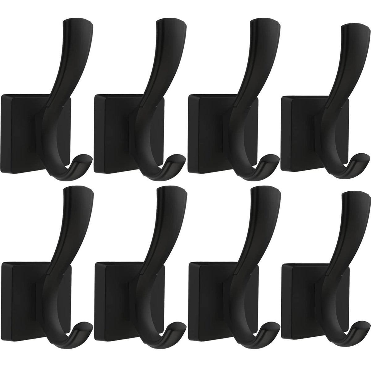 TOFIIGREM Black Towel Hooks, Coat Robe Hooks Bathroom Entryway Mudroom Pool Hooks for Wall Mount Hanging Towels Bathrobe Key Hat Backpack (2 Pack, Black)