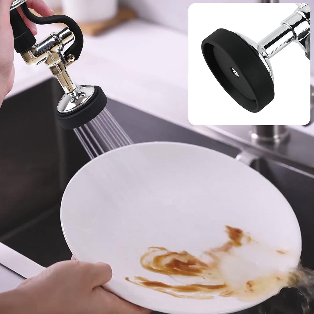 MSTJRY Commercial Sink Sprayer Pre Rinse Spray Valve with Handle Grip Assembly,1.42 GPM High Pressured Dish Sprayer for Replacement Kit of Commercial Faucet, Polished Chrome (Black)