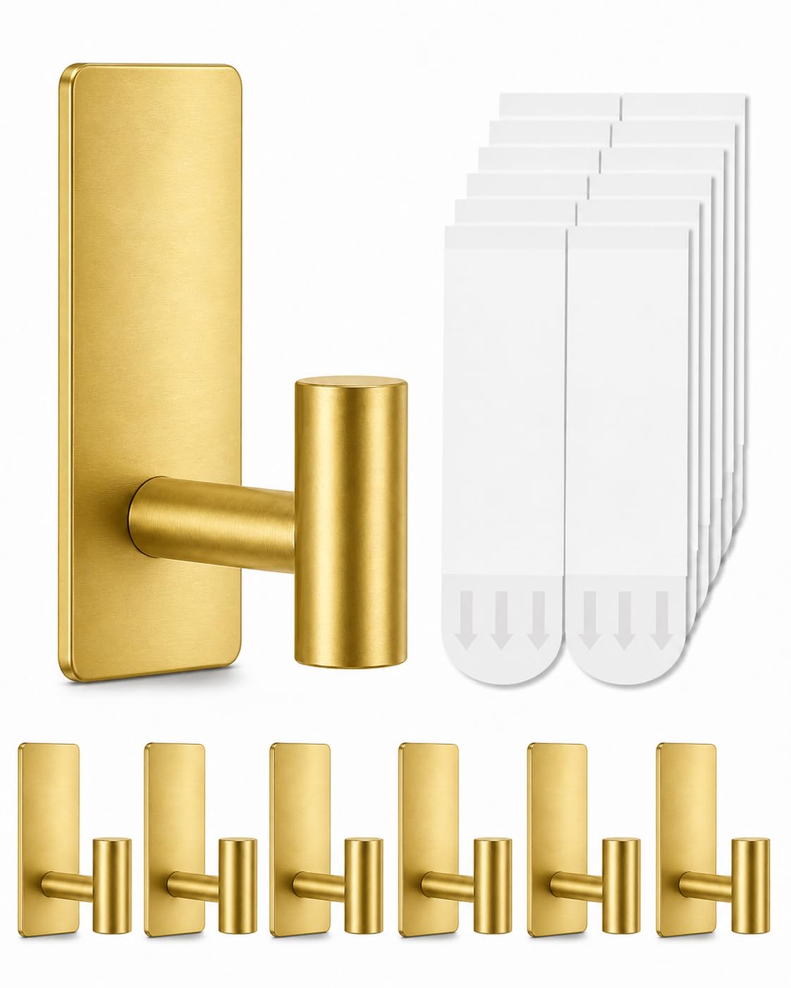 5 Pcs Towel Hooks Heavy Duty for Hanging，Adhesive Wall Hooks with Removable Strips，Sticky No Damage，Outdoor for Bathrooms，Shower，Stockings，Decor，Robe，X-Large，Black 304 Stainless Steel