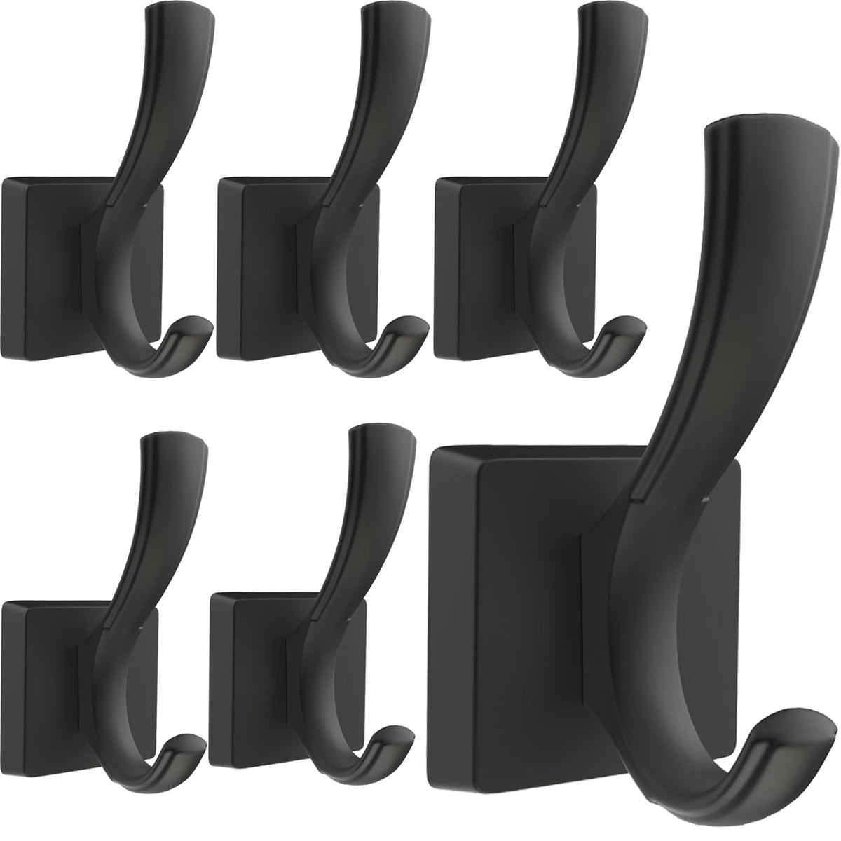 TOFIIGREM 3 Pack Black Towel Hooks, Towels Robe Holder for Bathroom Coat Hooks for Wall Hanging Key Hat Backpack (3 Pack, Black)
