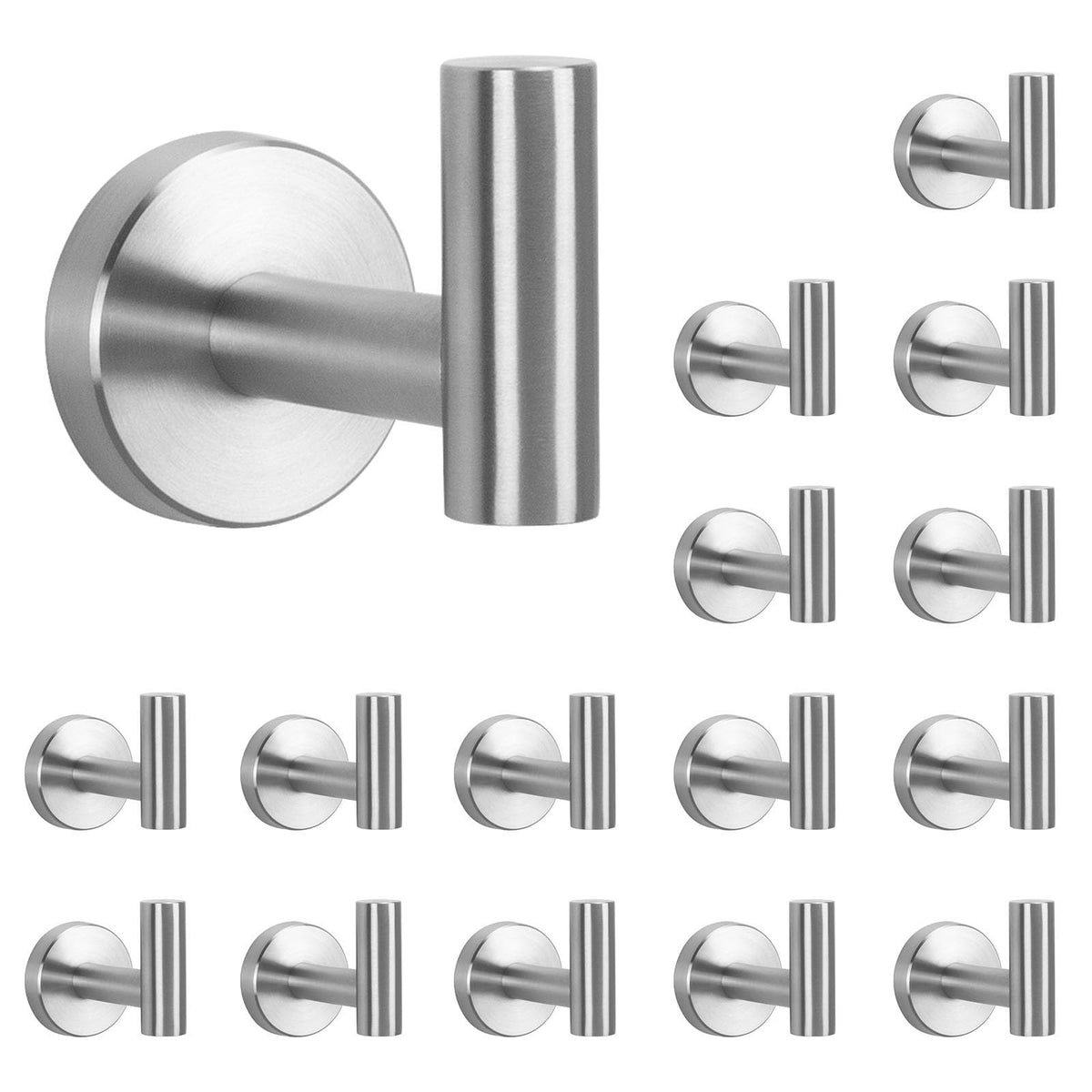 NearMoon Bath Towel Hooks- SUS 304 Stainless Steel Robe Hook Holder, Heavy Duty Coat Hook for Bathroom Livingroom Hotel Kitchen Garage, Wall Mounted- 4 Pack (Brushed Nickel)