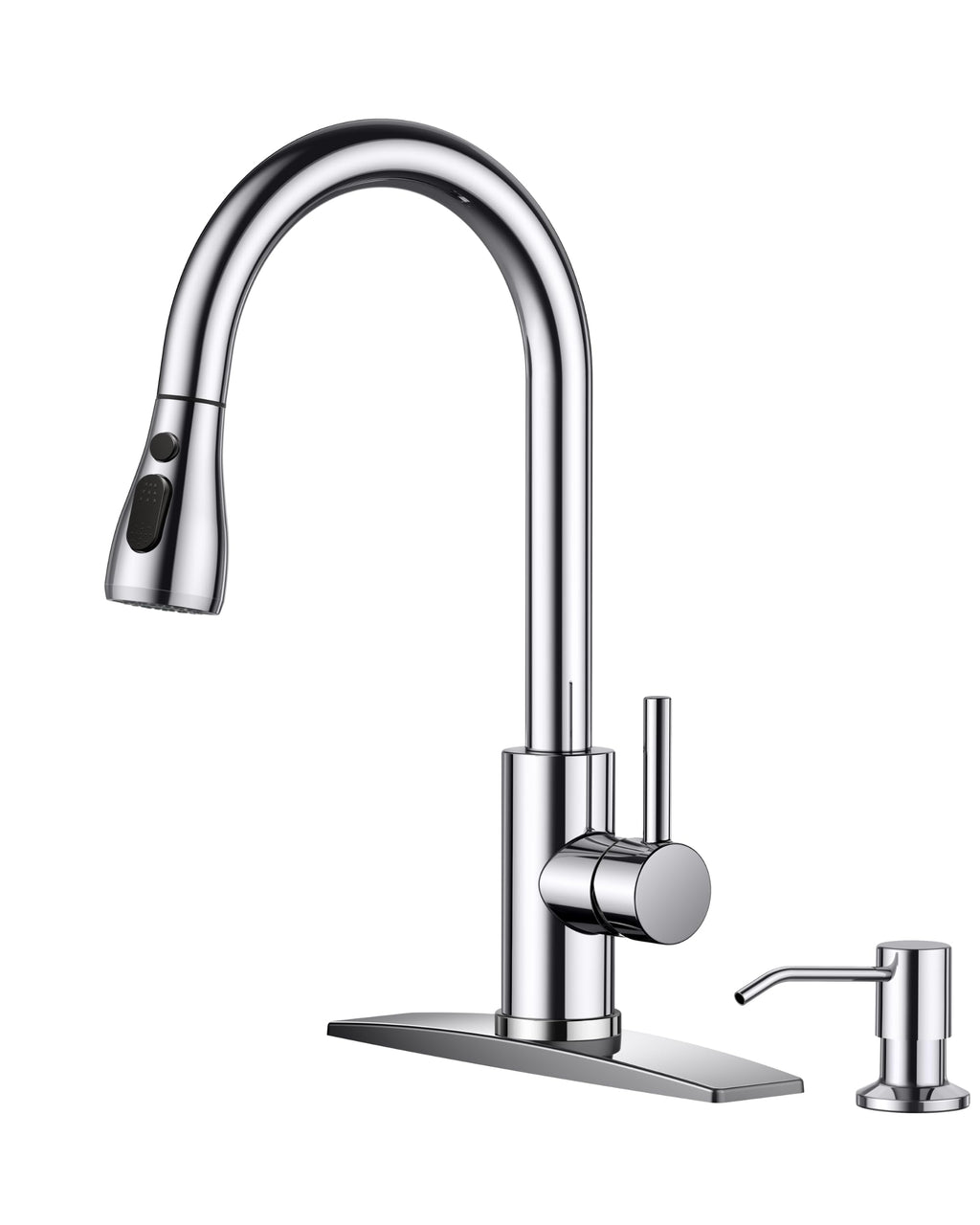 FORIOUS Black Kitchen Faucet with Pull Down Sprayer, High Arc Single Handle