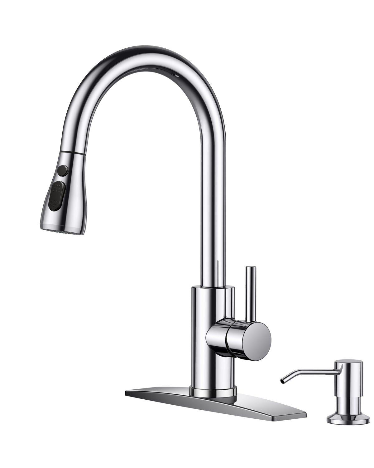 FORIOUS Black Kitchen Faucet with Pull Down Sprayer, High Arc Single Handle