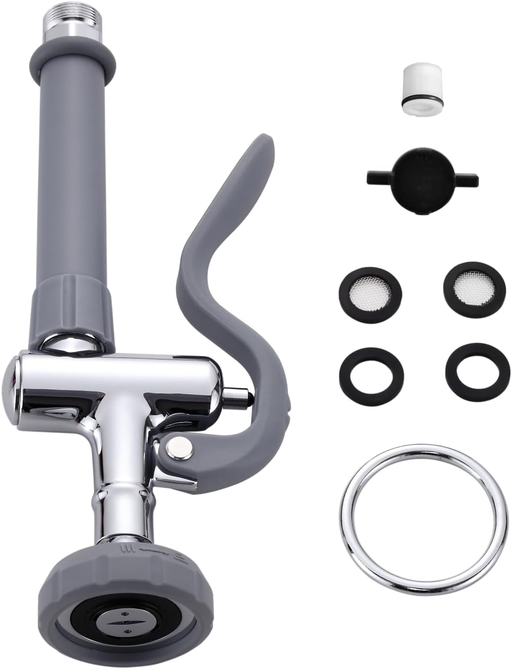 Achelous Pre Rinse Sprayer Commercial Adjustable Dual Jet & Mist Function Sink Sprayer Replacement for Restaurant, Hotel, Coffee Shop and Other Heavy-Duty Professional Kitchens, Brass Chrome (Grey)