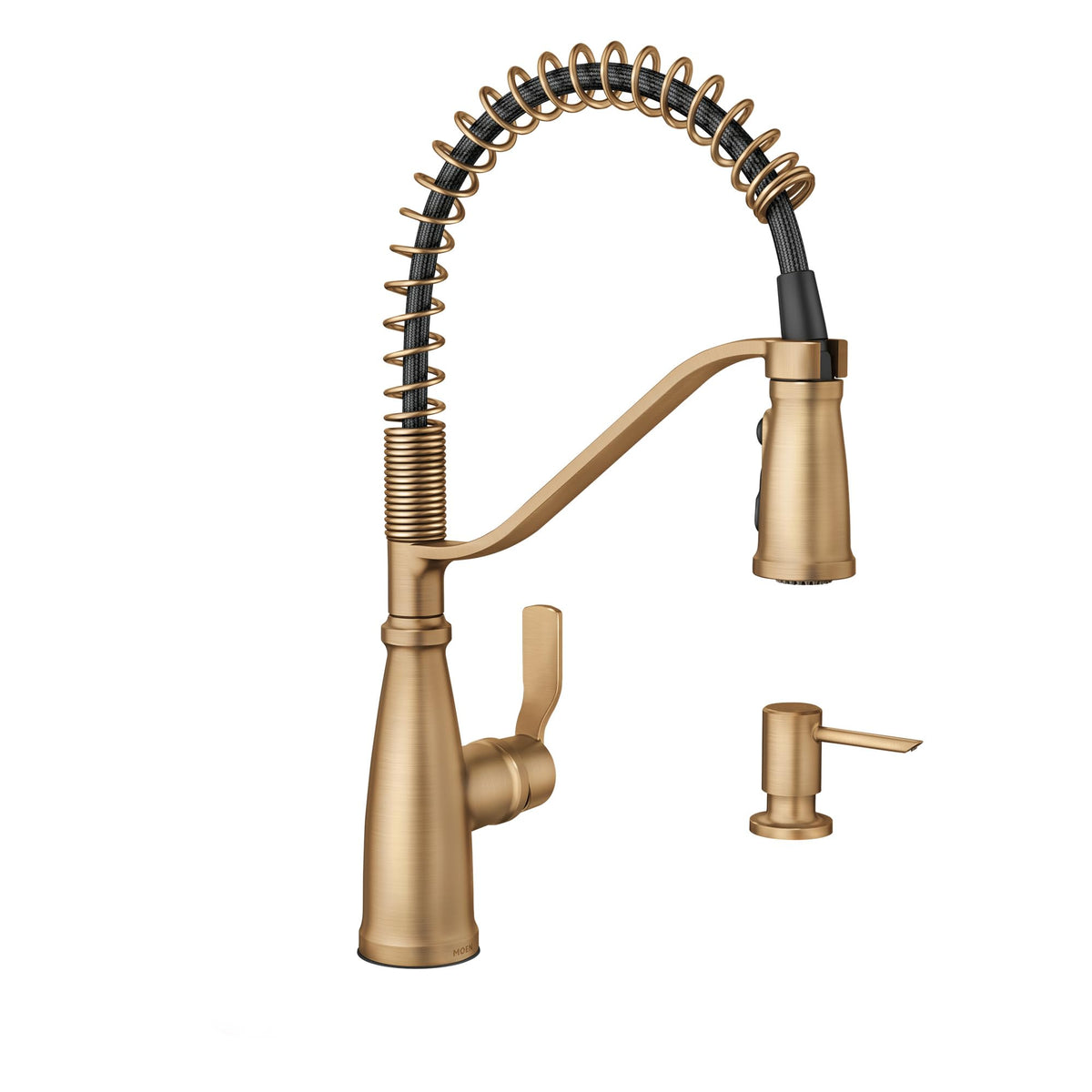 Moen Nolia Chrome One-Handle Pre-Rinse Spring Kitchen Faucet with Pull Down Sprayer, Single Hole Kitchen Sink Faucet with Soap Dispenser, 87886