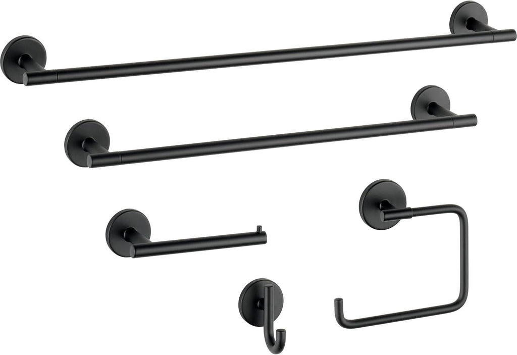 Delta Single Towel Hook for Bathroom or Kitchen| Matte Black | Trinsic Accessories