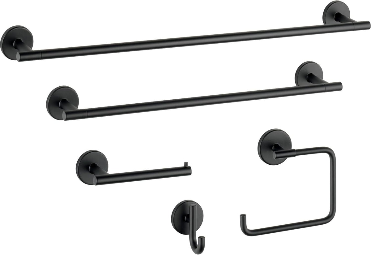 Delta Single Towel Hook for Bathroom or Kitchen| Matte Black | Trinsic Accessories