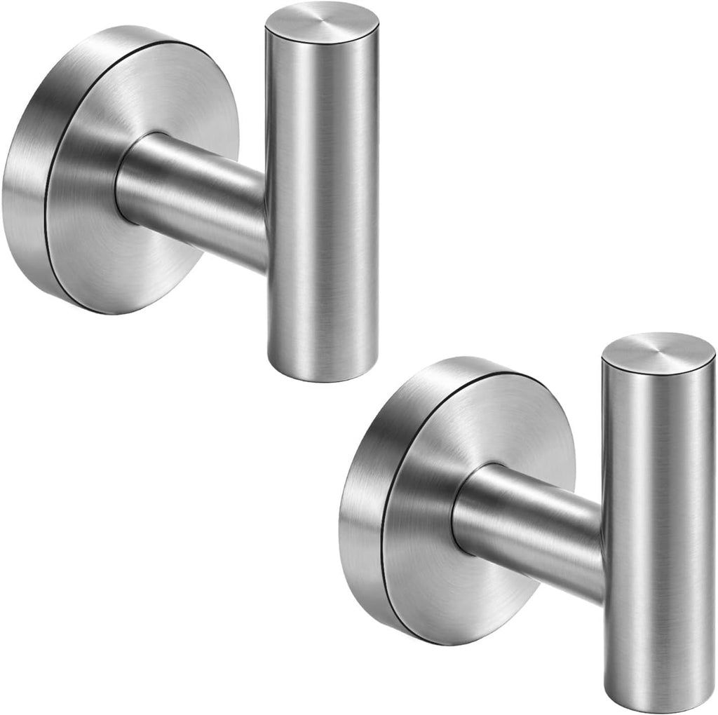 Nolimas Towel Coat Hook Matte Black SUS304 Stainless Steel Bathroom Clothes Cabinet Closet Sponges Robe Hook Wall Mounted Round Kitchen Heavy Duty Door Hanger 2 Packs