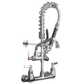 Commercial Sink Faucet with Sprayer for Kitchen: MSTJRY 42" Height 8" Center 14" Swing Spout Pre Rinse Assembly Wall Mount Commercial Faucet with Sprayer Fit for 3 Compartment Sink - Polished Chrome