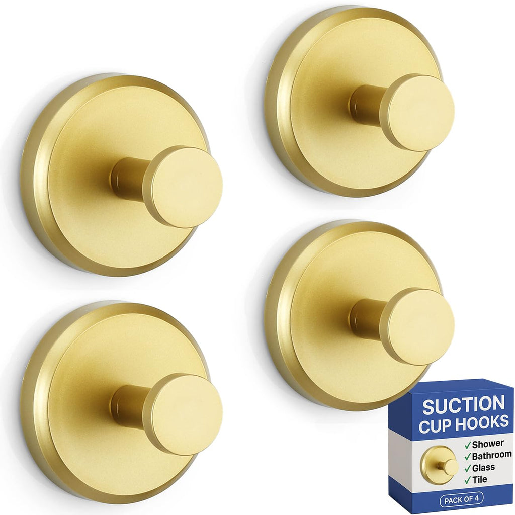 HOME SO Suction Cup Hooks for Shower & Bathroom Towel Holder 2-Pack Chrome