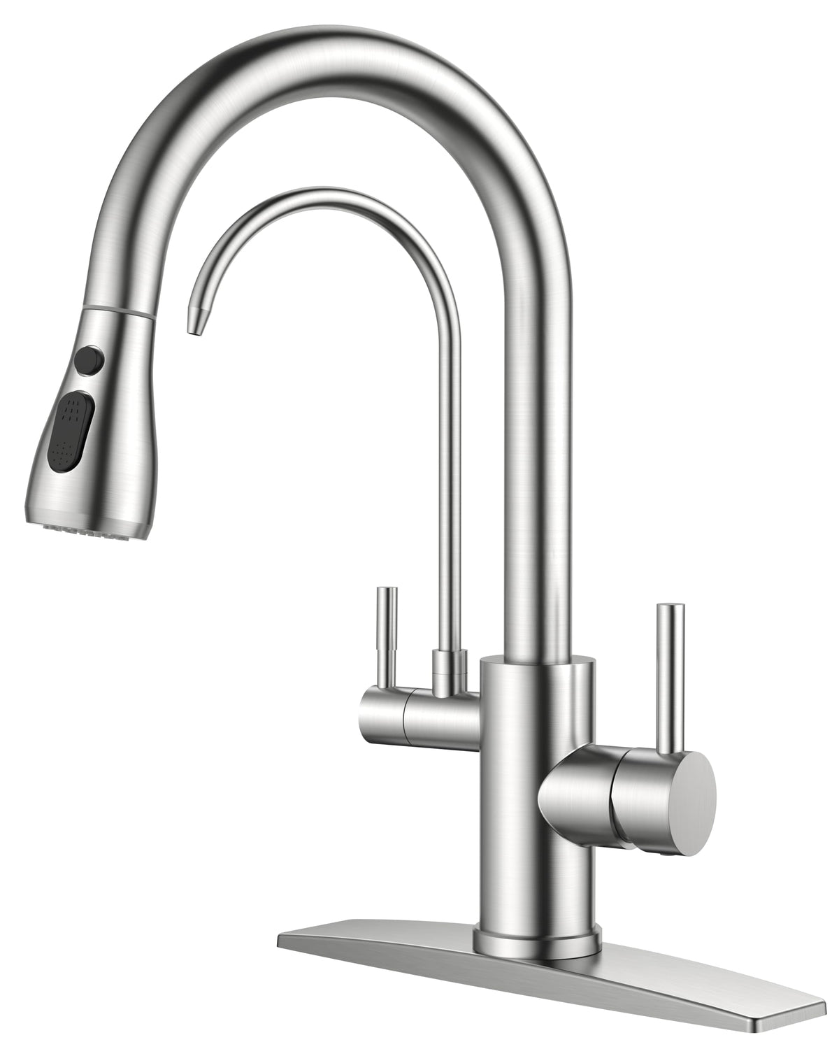 FORIOUS Black Kitchen Faucet with Pull Down Sprayer, High Arc Single Handle