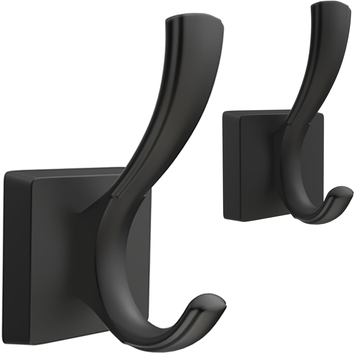 TOFIIGREM 3 Pack Black Towel Hooks, Towels Robe Holder for Bathroom Coat Hooks for Wall Hanging Key Hat Backpack (3 Pack, Black)