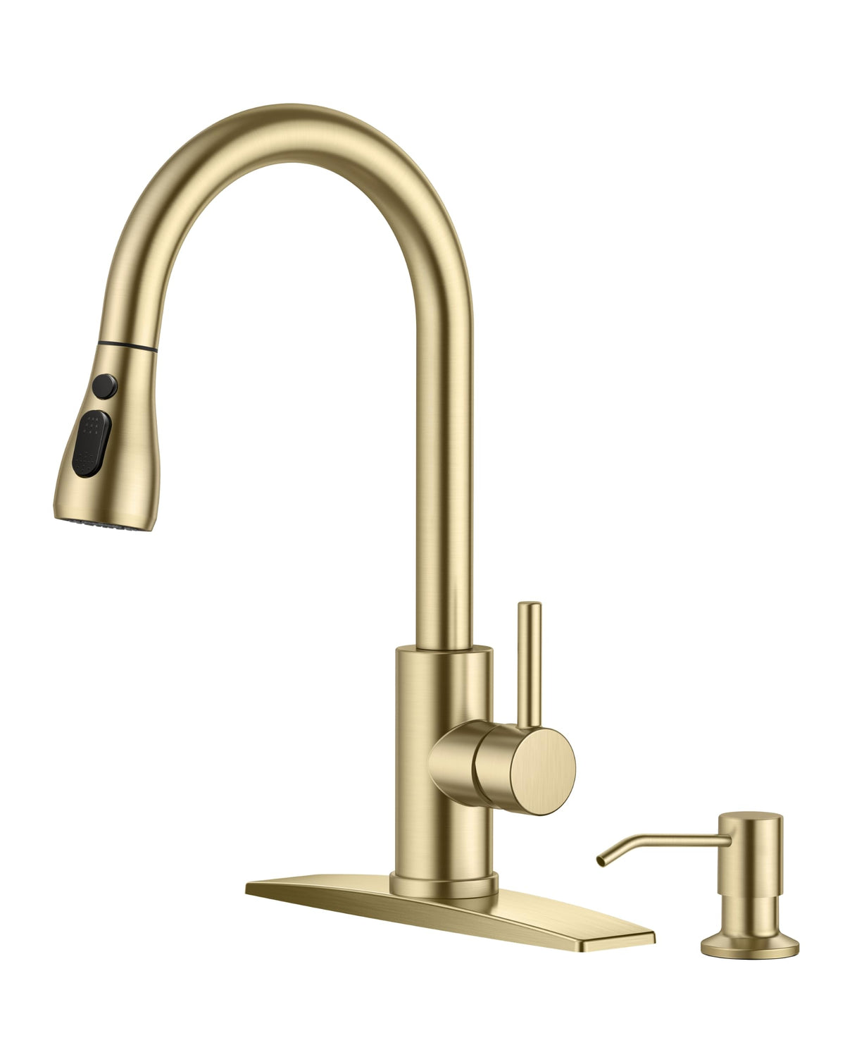 FORIOUS Black Kitchen Faucet with Pull Down Sprayer, High Arc Single Handle