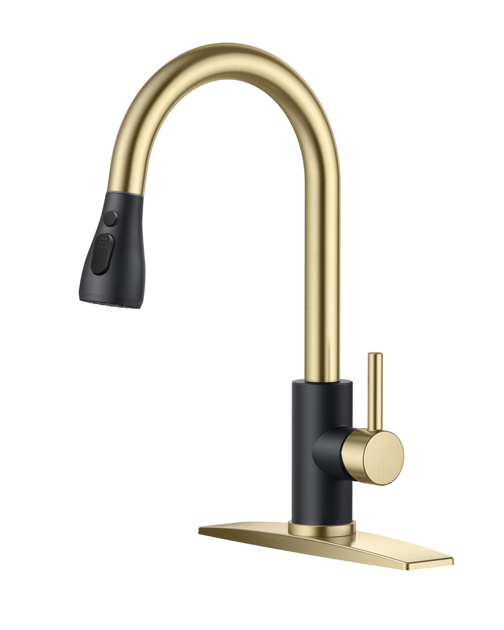 FORIOUS Black Kitchen Faucet with Pull Down Sprayer, High Arc Single Handle