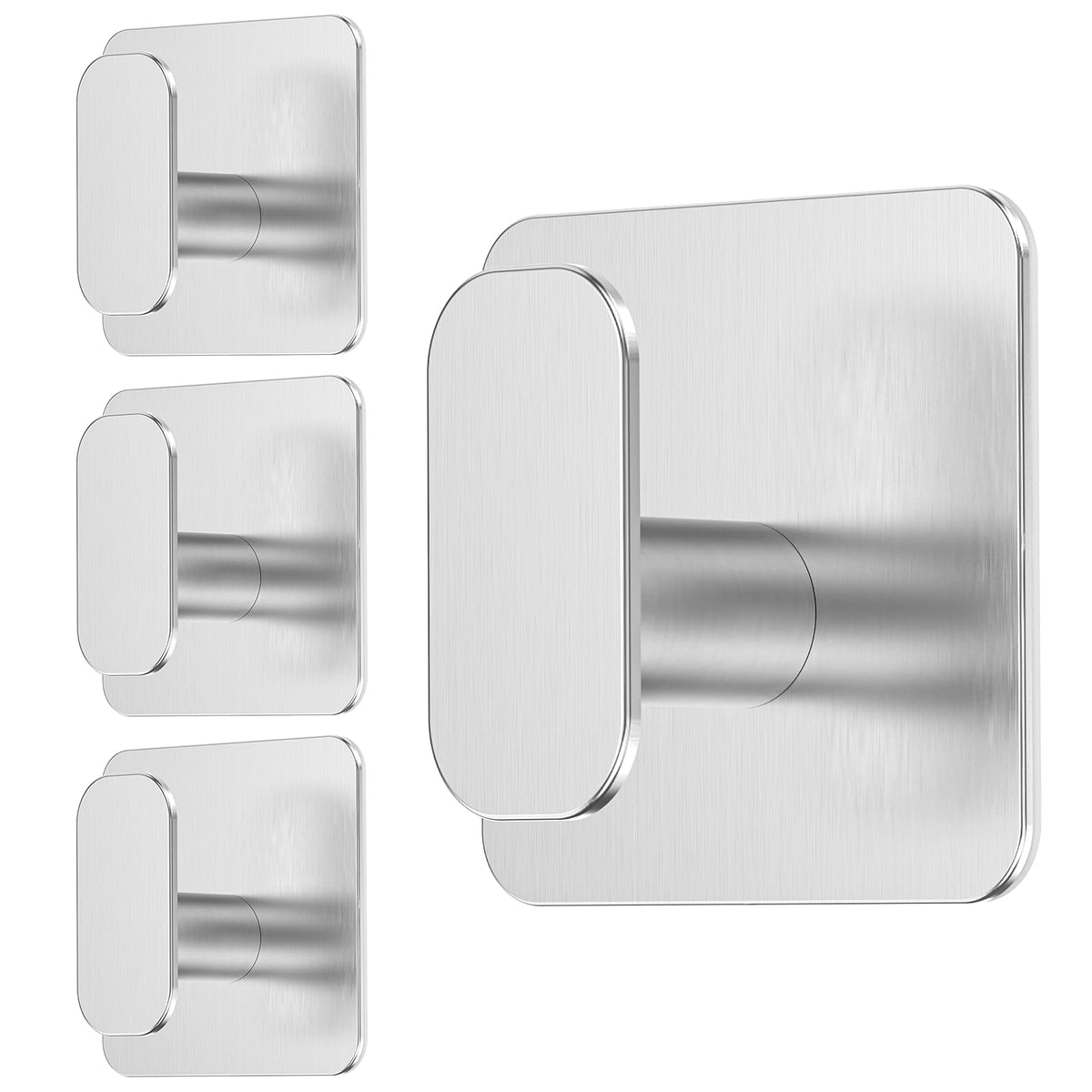 Aikzik Black Hooks for Hanging Heavy Duty, Adhesive Hooks for Shower, Bathroom, Kitchen, Robe, Towel, Coat, Waterproof & Rustproof Hook for Walls No Damage, Sticky Wall Towel Hooks - 4 Pack