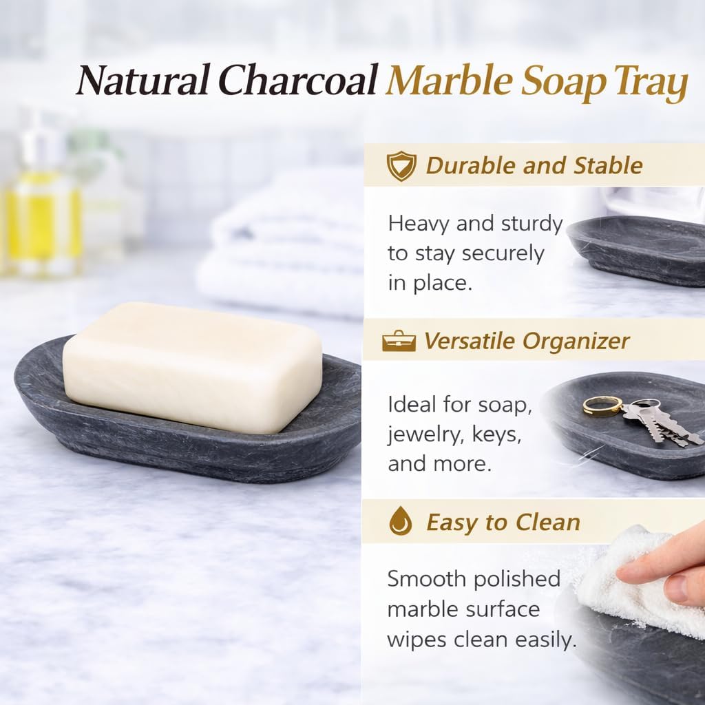 Creative Home Natural Charcoal Marble Soap Dish Soap Holder