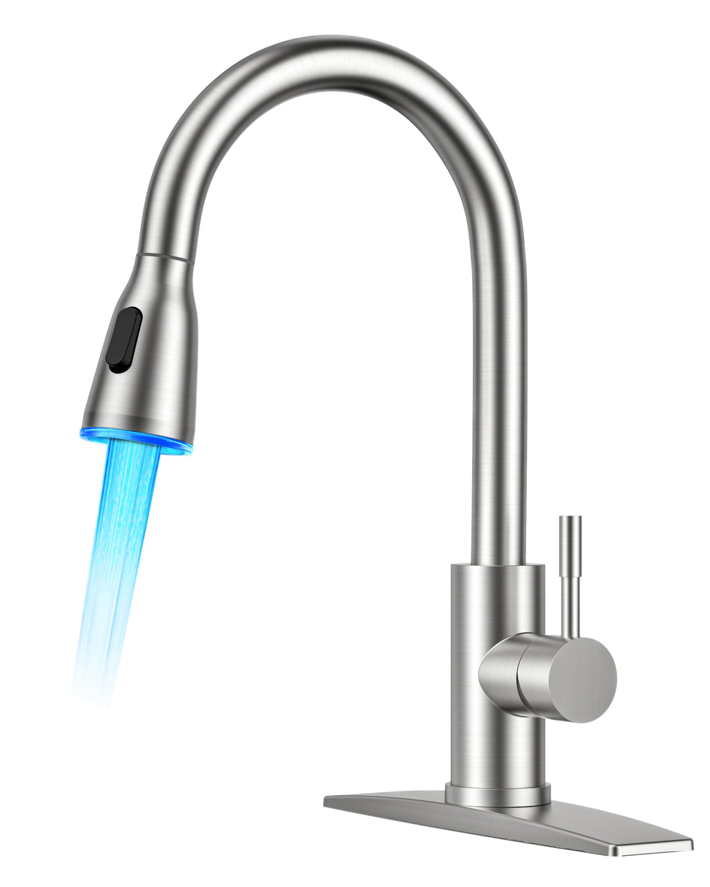 FORIOUS Black Kitchen Faucet with Pull Down Sprayer, High Arc Single Handle