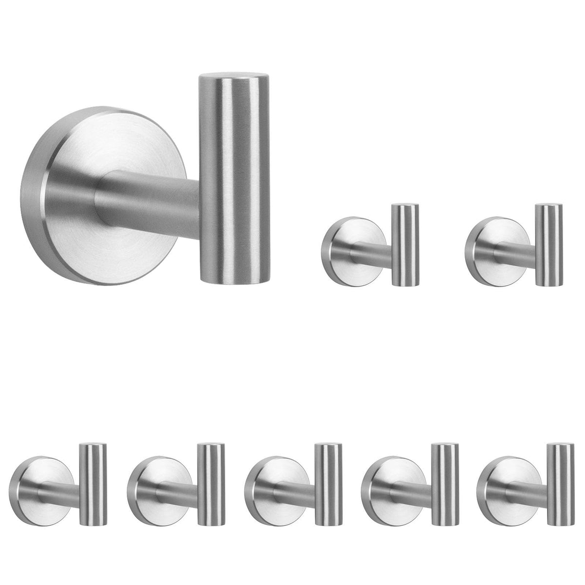 NearMoon Bath Towel Hooks- SUS 304 Stainless Steel Robe Hook Holder, Heavy Duty Coat Hook for Bathroom Livingroom Hotel Kitchen Garage, Wall Mounted- 4 Pack (Brushed Nickel)