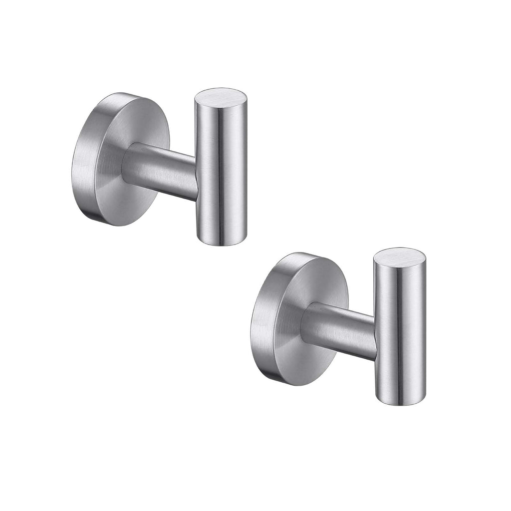 TASTOS Brushed Gold Bathroom Towel Coat Hook Stainless Steel, 2 Pack Robe Clothes Cabinet Closet Sponges Hooks Holder Round Style Heavy Duty Wall Hook for Bathroom Kitchen Hotel Wall Mounted