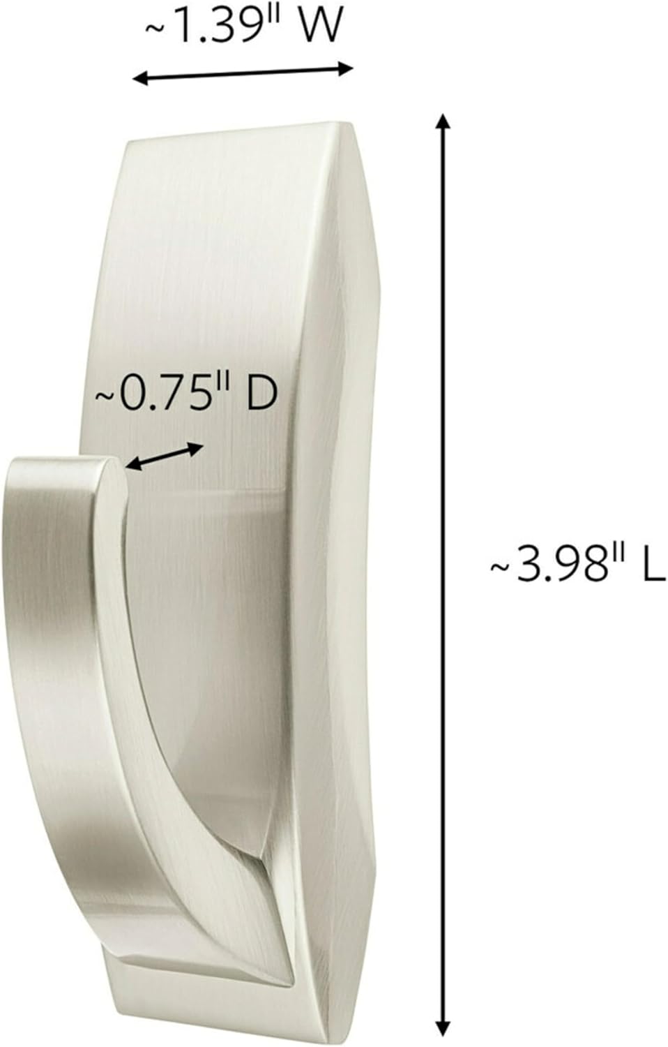 Command Large Satin Nickel Bath Hooks, 1 Hook, 2 Strips