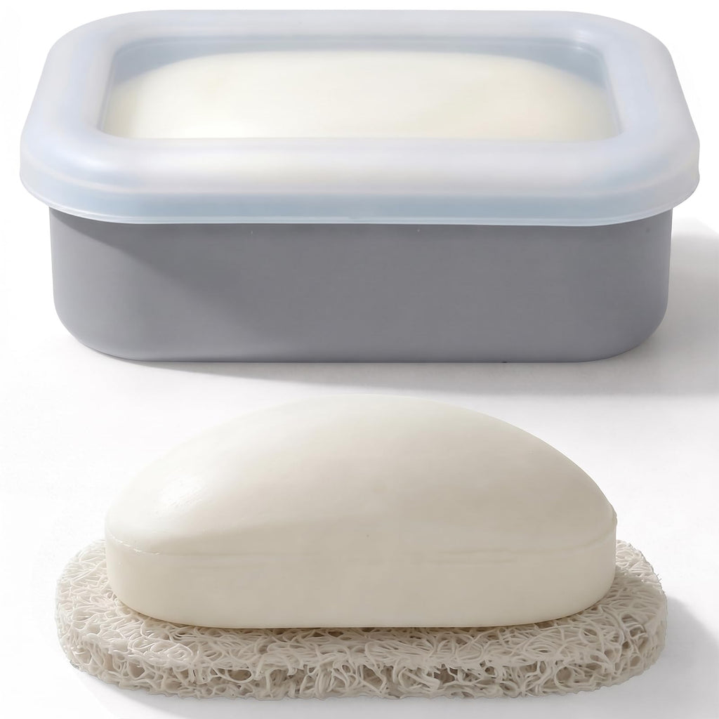 AIMAIAIMAI Enhanced Leak Proof Travel Soap Case, Compact Silicone Travel Soap Dish with Drainage Pad, Great for Gym, Camping, Bussines Trip (Black)