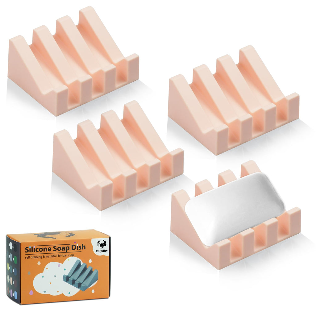 Self Draining Soap Dish Holder,Silicone Soap Dish,for Bathroom,Kitchen, Sponges，Can Extend Soap Life，Keep Soap Bars Dry and Easy Cleaning (White,1-Pack)