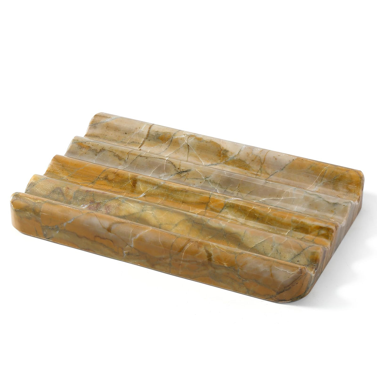 Karibiber Marble Soap Dish, Large Stone Bar Soap Holder Shower, Green Bathroom Soaps Saver, Easy Cleaning Natural Stone Sponge Holder for Kitchen Sink, Executive Jewelry Ring Tray