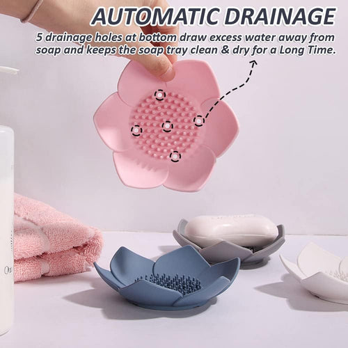 2 Pack Silicone Soap Tray Dishes Soap Holder Saver Draining Bathroom Shower Sink Bathtub
