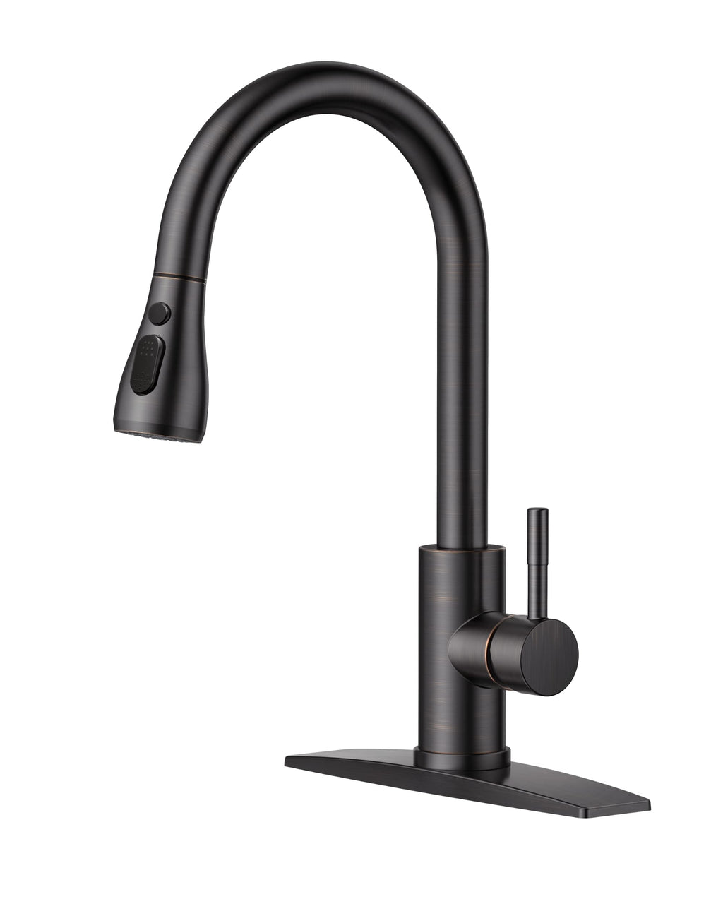 FORIOUS Black Kitchen Faucet with Pull Down Sprayer, High Arc Single Handle
