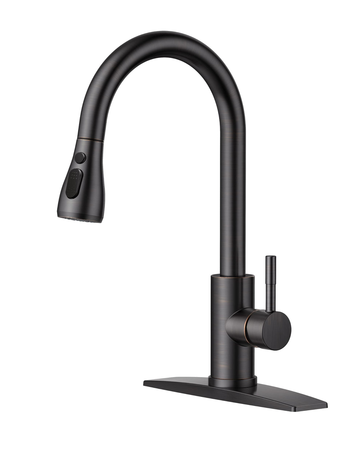 FORIOUS Black Kitchen Faucet with Pull Down Sprayer, High Arc Single Handle