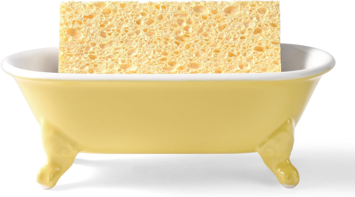 6.5" Mini Clawfoot Bathtub Soap Dish,Bar Soap Holder,Yellow