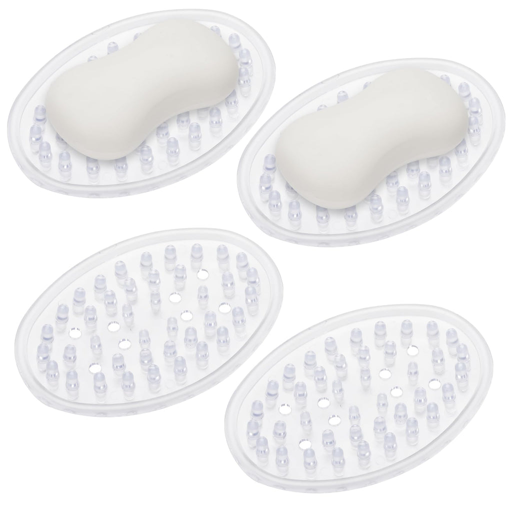 2 Pieces Plastic Soap Dish Clear Bar Holder Tray Self Draining Soap Saver with Holes Soap Container for Bathroom Counter, Kitchen