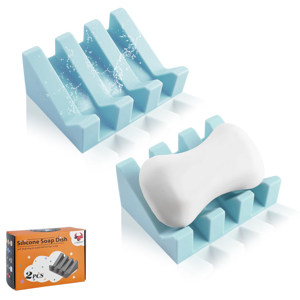 Self Draining Soap Dish Holder,Silicone Soap Dish,for Bathroom,Kitchen, Sponges，Can Extend Soap Life，Keep Soap Bars Dry and Easy Cleaning (White,1-Pack)