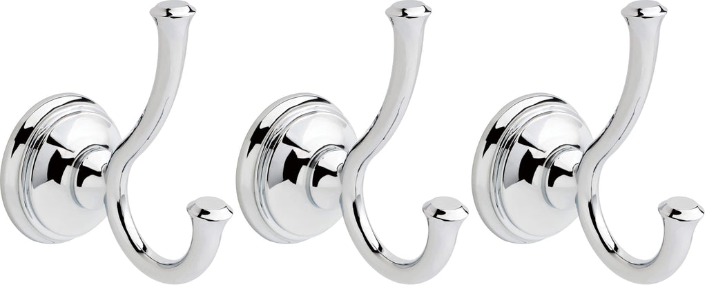 Delta Double Towel Hook for Bathroom or Kitchen| Polished Chrome | Cassidy Accessories