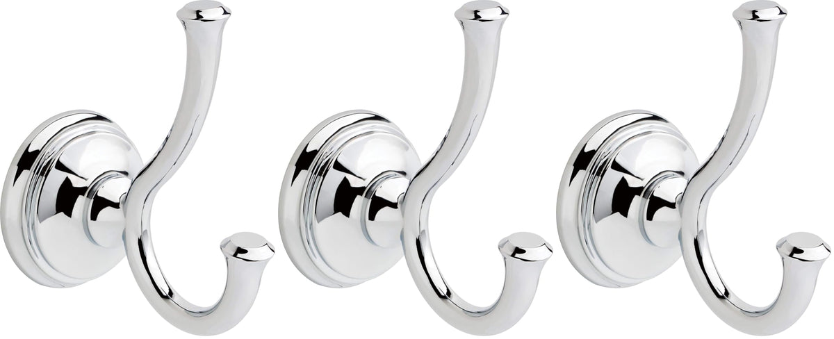 Delta Double Towel Hook for Bathroom or Kitchen| Polished Chrome | Cassidy Accessories