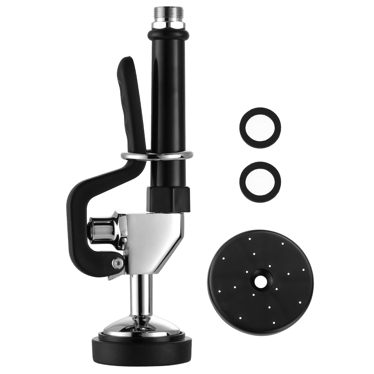 Pre Rinse Sprayer with Gray Handle Rubber Nozzles, 1.42 GPM High Pressure Pull Down Spray Head, 7/8-20UNEF Connector Handheld Dish Sprayer Nozzle Replacement Part for Commercial Sink Faucet