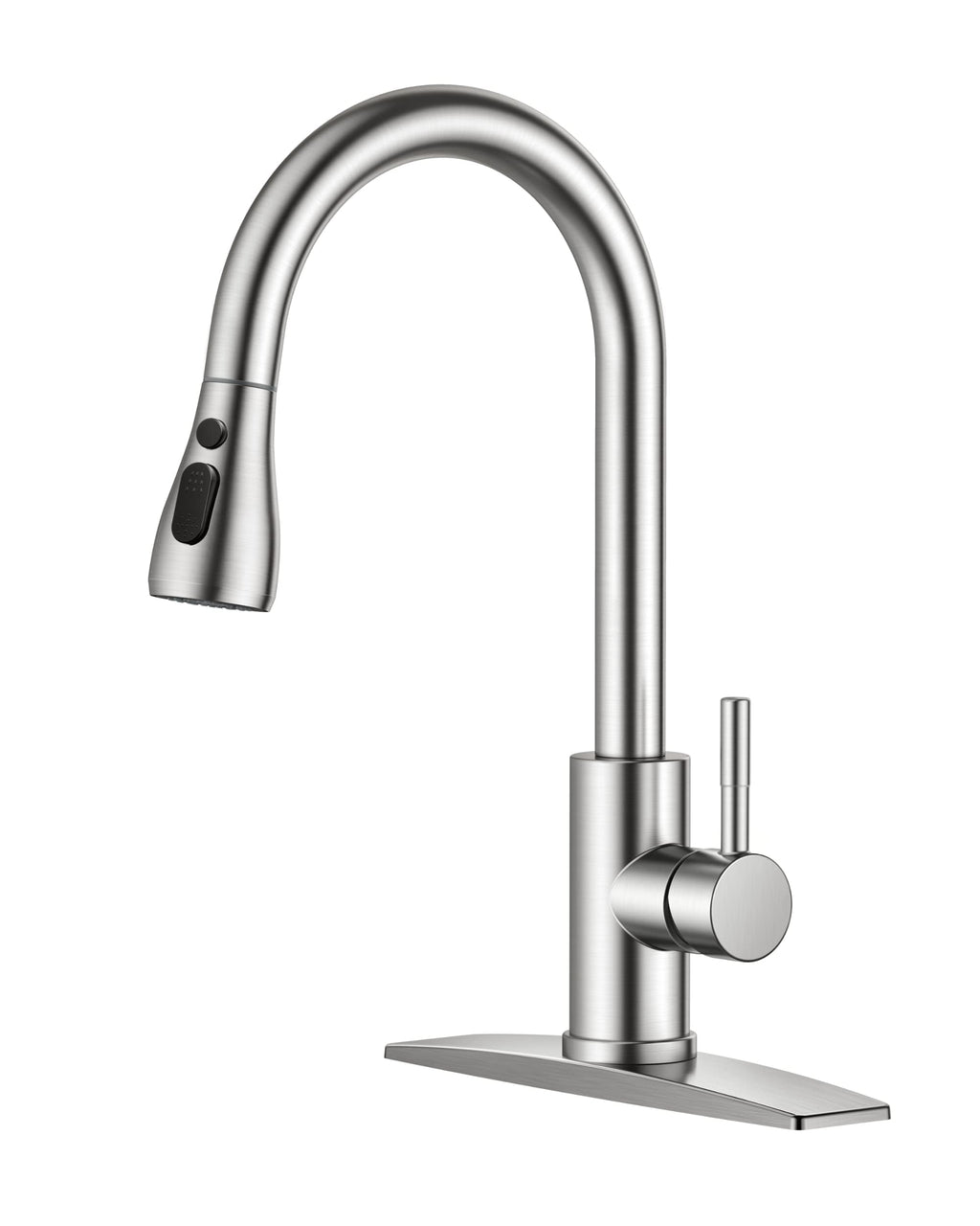 FORIOUS Black Kitchen Faucet with Pull Down Sprayer, High Arc Single Handle
